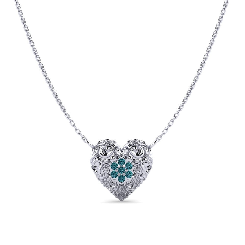 Plata 925 Diamante Azul Collar de Mujer Ranunculales