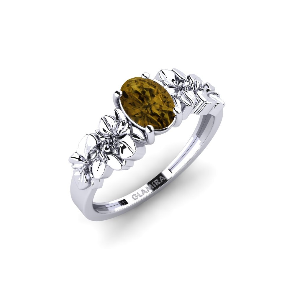 Vàng Trắng 14K Đá Zircon Nâu Nhẫn Renelle