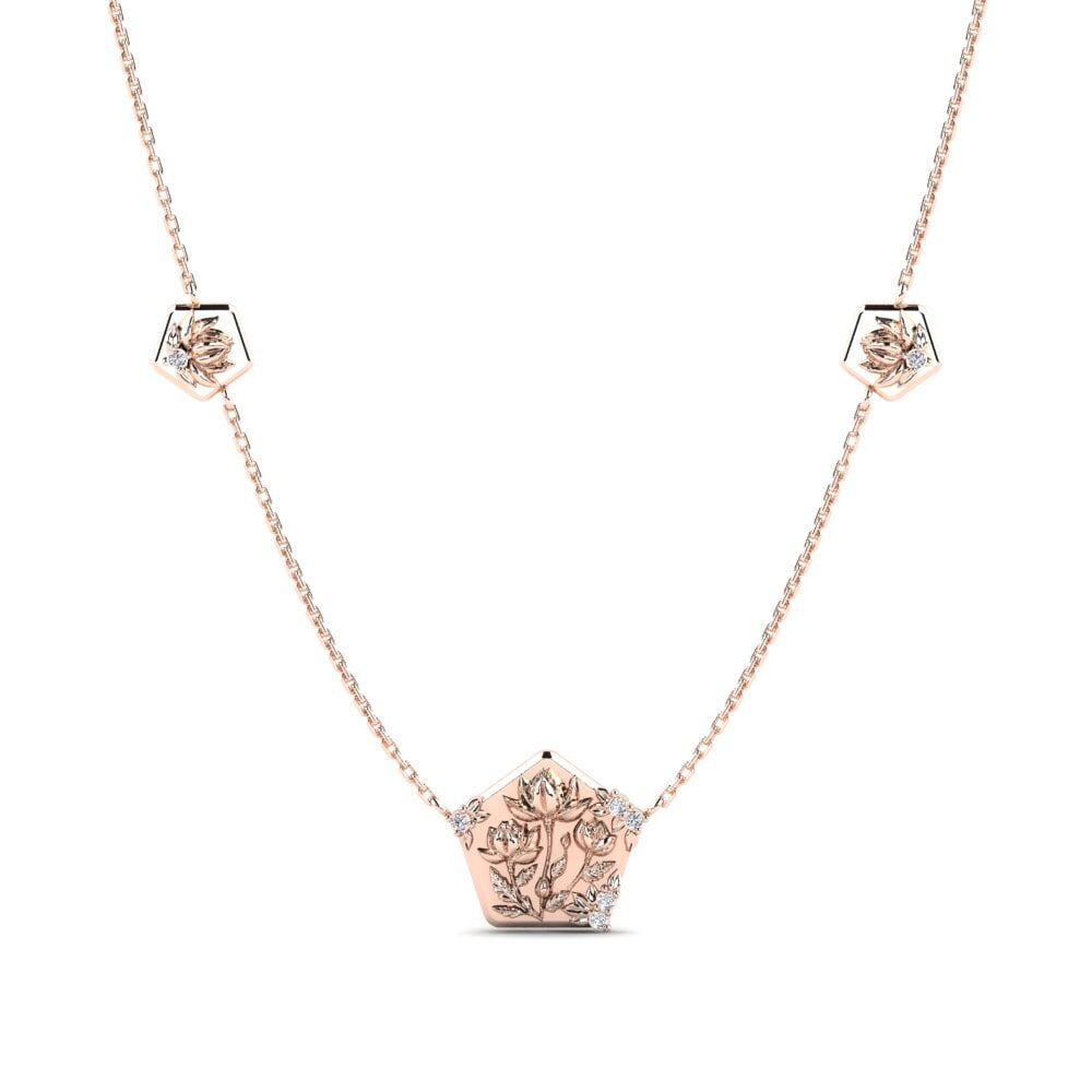 14k Oro Rosa Collar de Mujer Repoussage