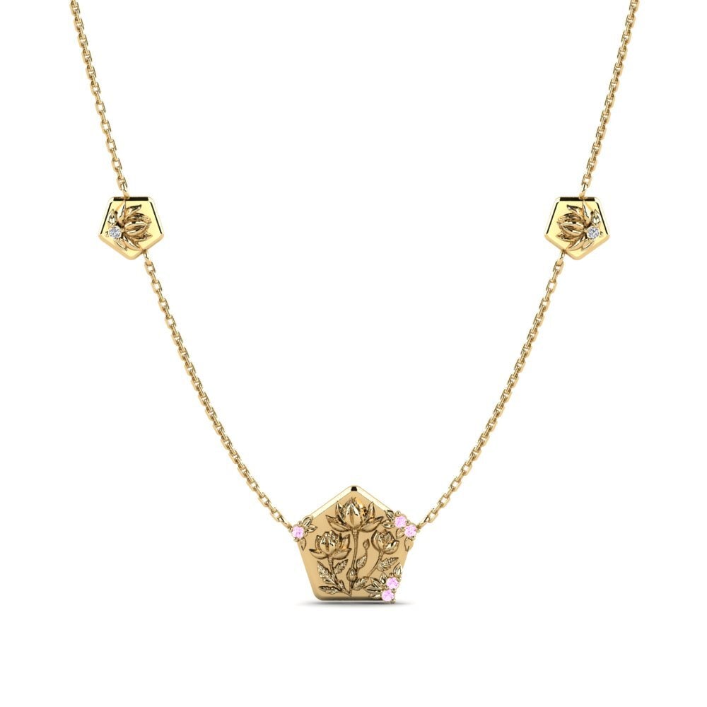Zafiro Rosado Collar de Mujer Repoussage