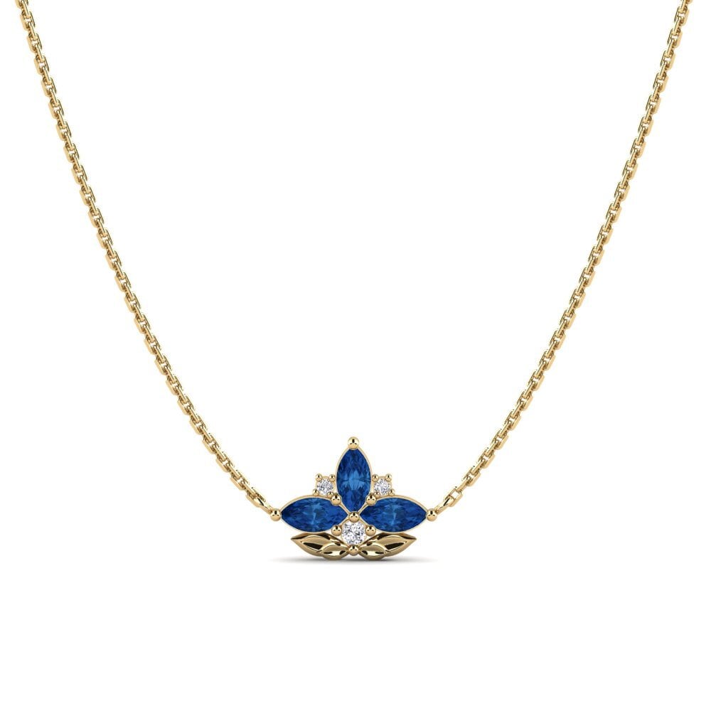 Đá Zirconia Xanh Lam Dây chuyền nữ Repousse