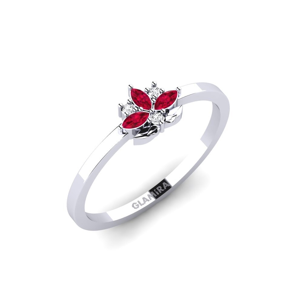 Vàng Trắng 14K Đá Ruby / Hồng Ngọc Nhẫn Samklang