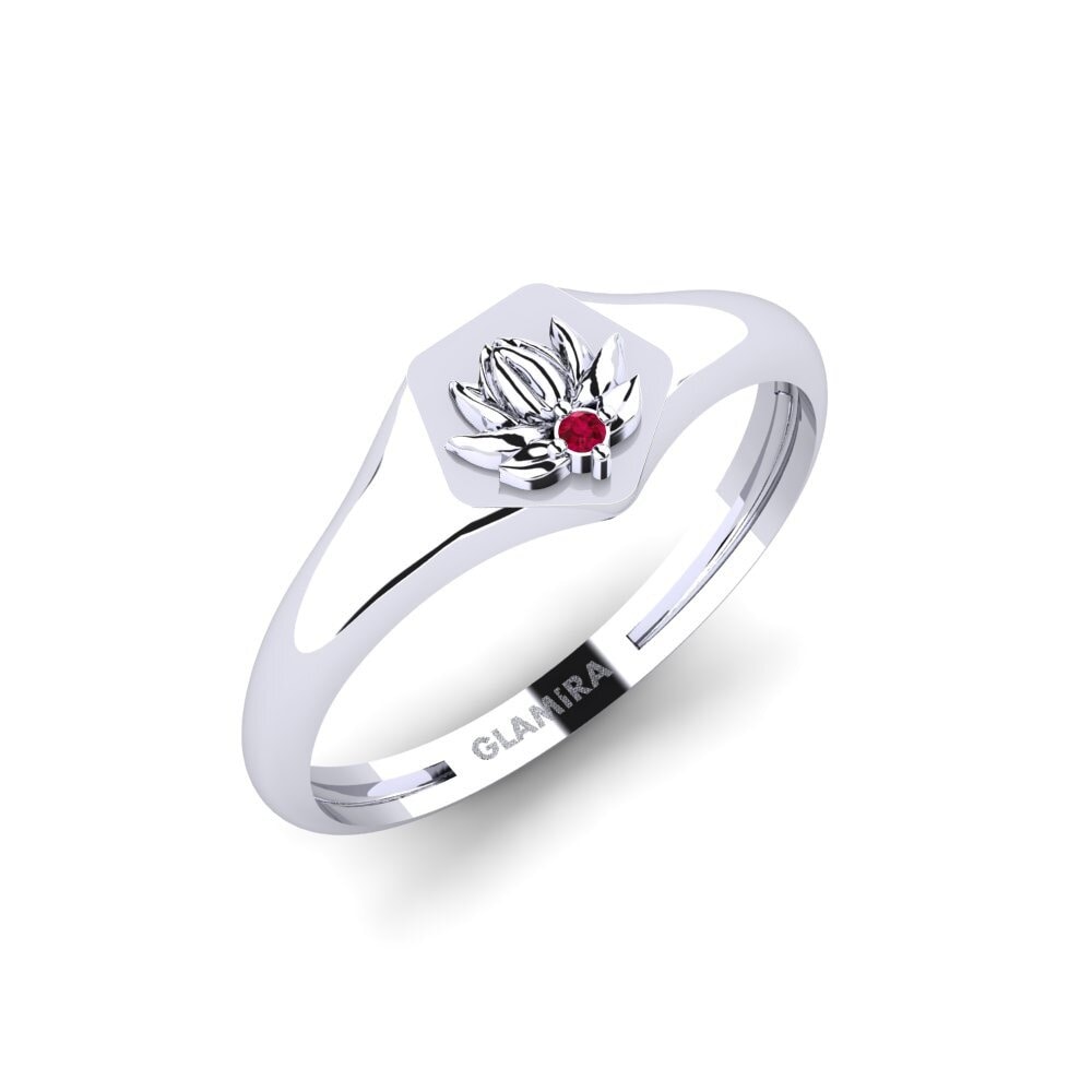 Vàng Trắng 14K Đá Ruby / Hồng Ngọc Nhẫn Sammetslen
