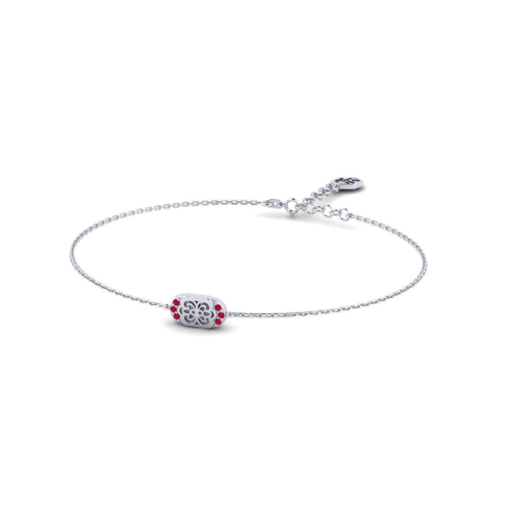 Vàng Trắng 14K Đá Ruby / Hồng Ngọc Vòng tay nữ Sampaga