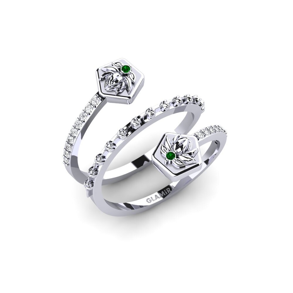 Platin trắng Đá Zirconia Xanh Nhẫn Samspelet