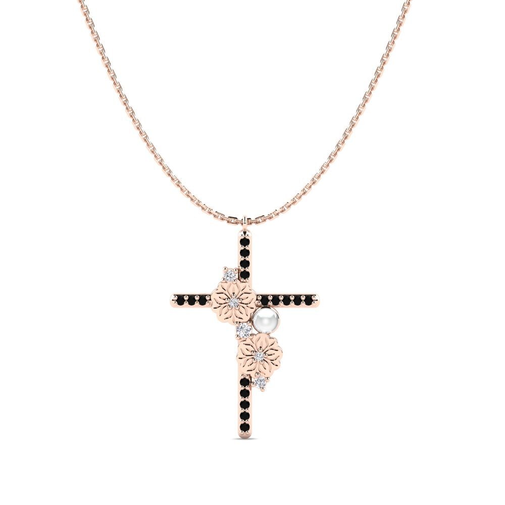 14ct Rose Gold Black Diamond Women's Necklace Sawa