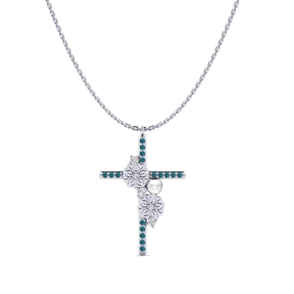 Weißgold 585 Blauer Diamant Damen halskette Sawa