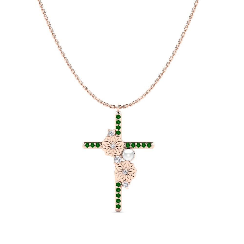 Rotgold 375 Grüner Zirkonia Damen halskette Sawa