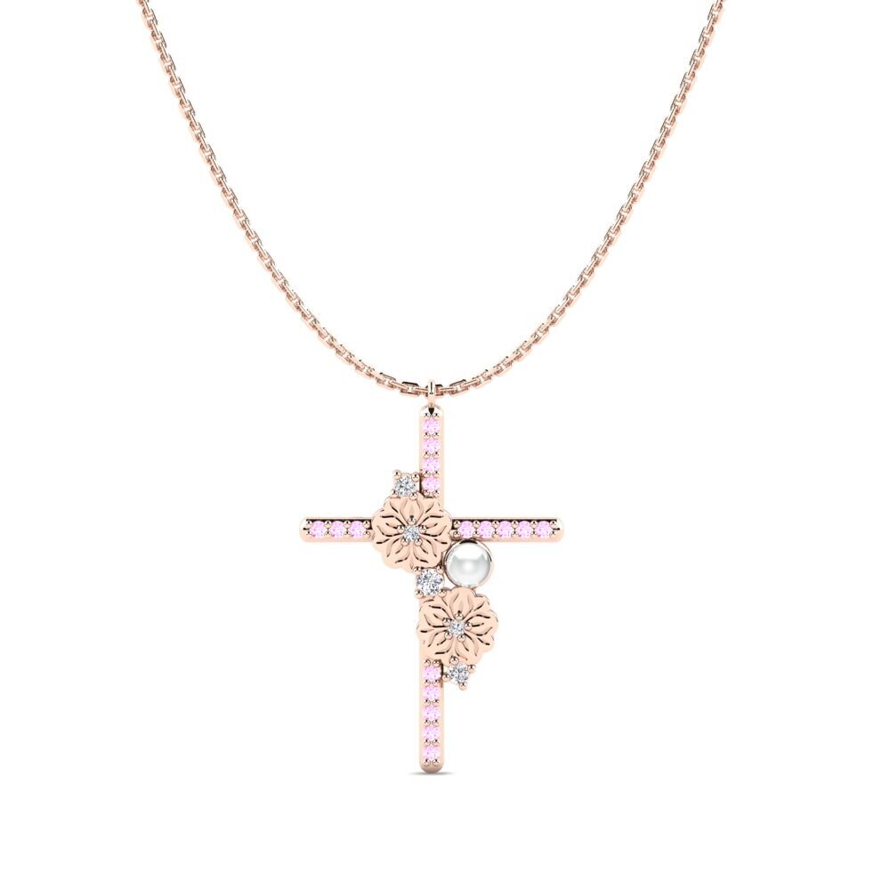 Rotgold 375 Rosa Saphir Damen halskette Sawa