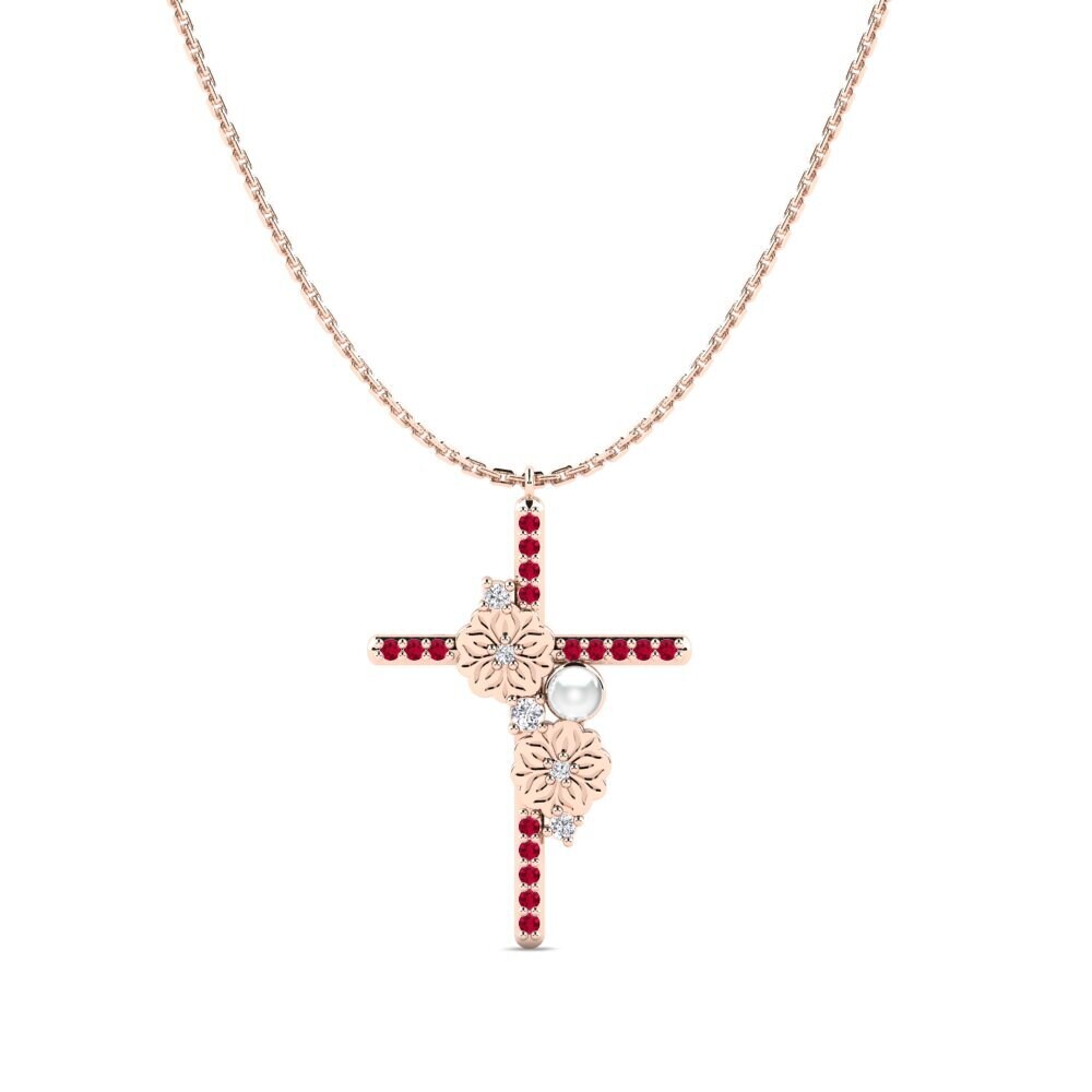 Rotgold 375 Rubin Damen halskette Sawa