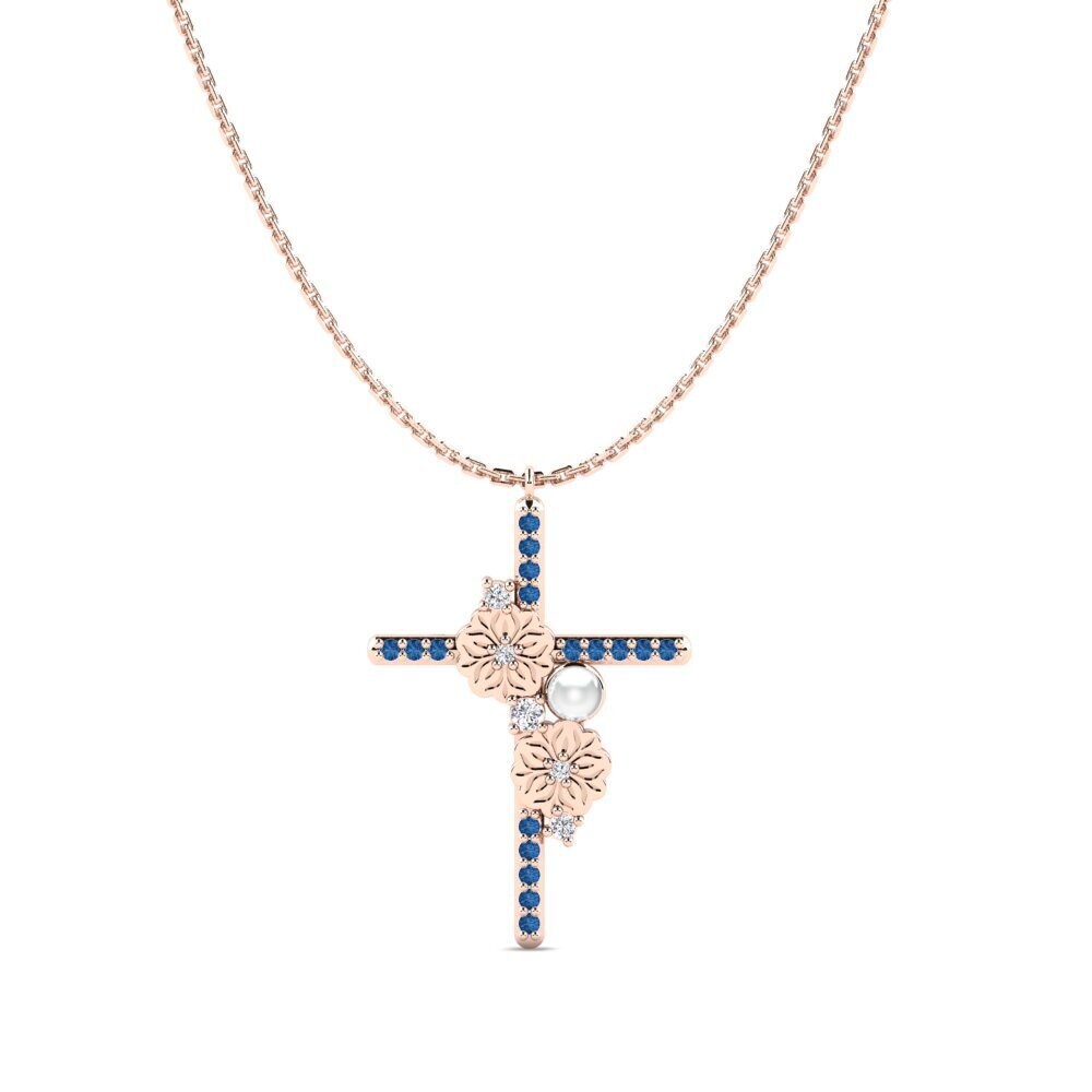 Rotgold 375 Dunkelblauer Zirkonia Damen halskette Sawa