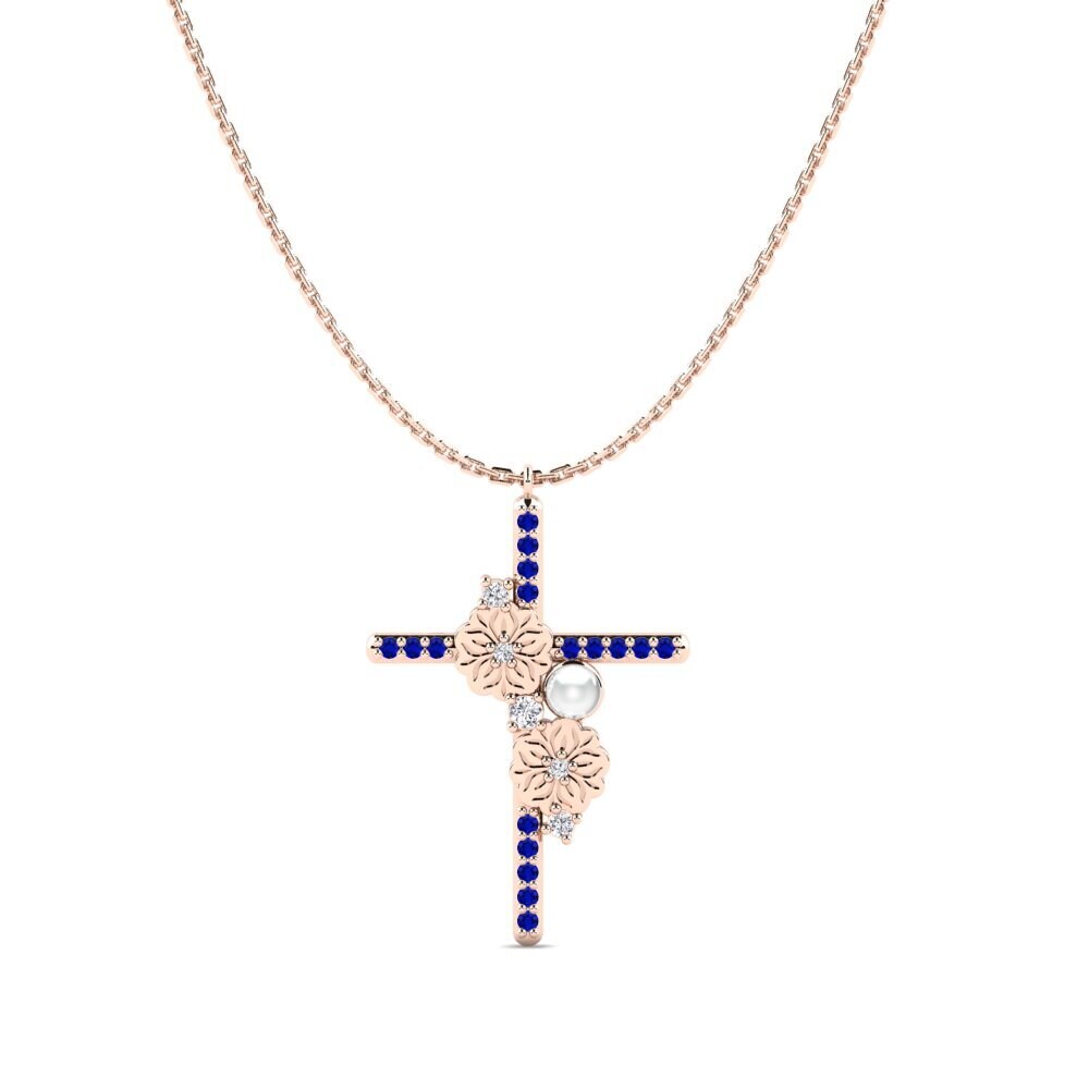 Rotgold 750 Saphir Damen halskette Sawa