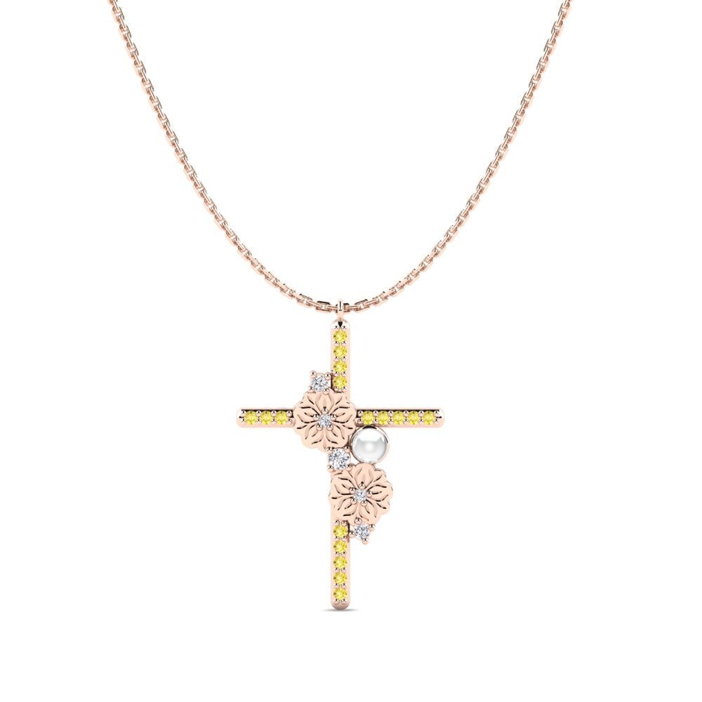 Rotgold 585 Gelber Saphir Damen halskette Sawa