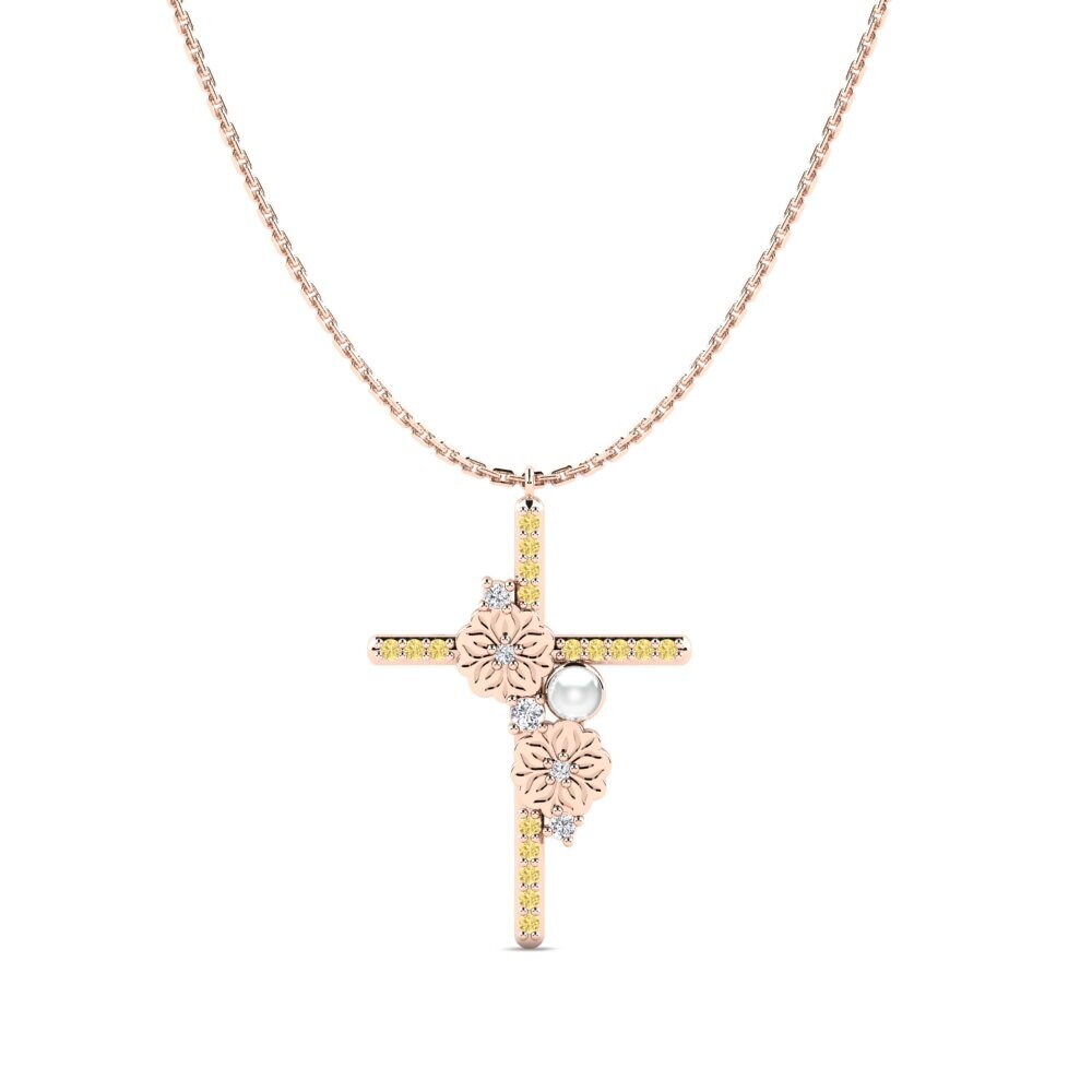 Rotgold 375 Gelber Diamant Damen halskette Sawa