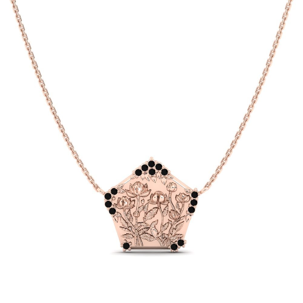 18k Oro Rosa Ónix Negro Collar de Mujer Sbalzo