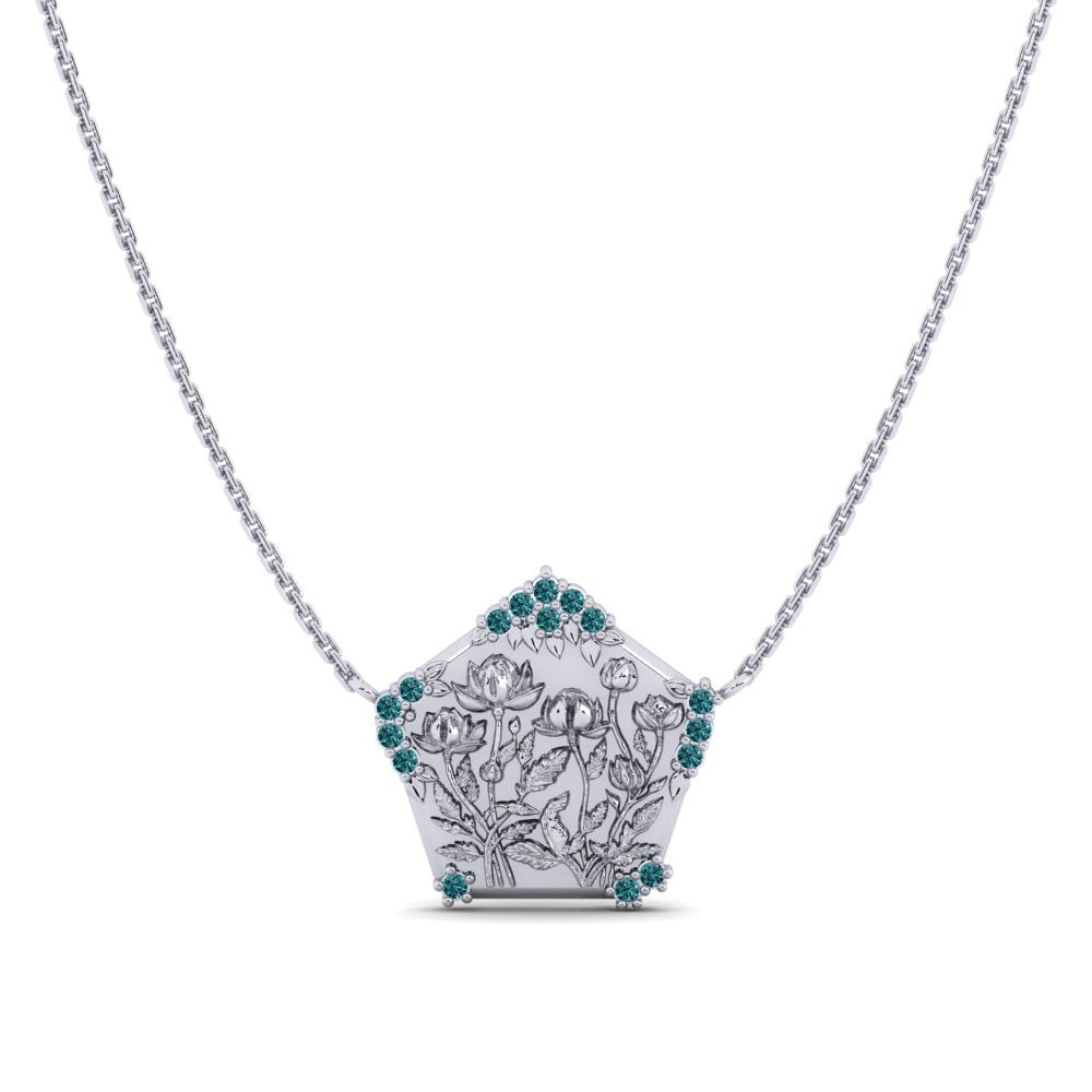 Plata 925 Diamante Azul Collar de Mujer Sbalzo