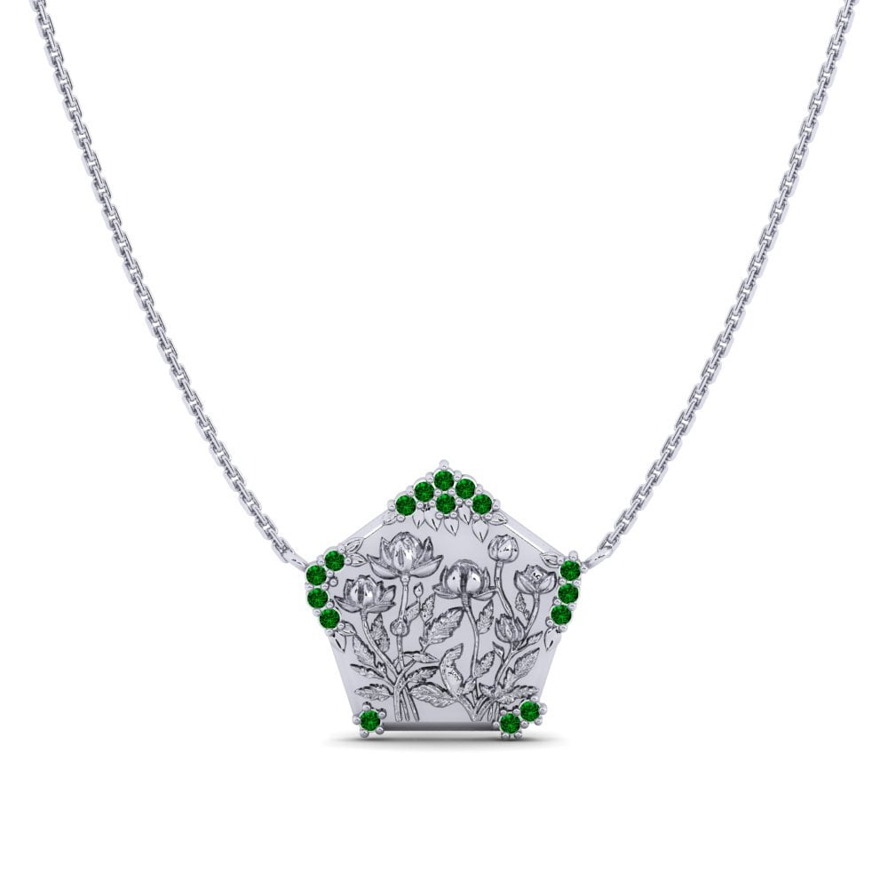 Plata 925 Circonita Verde Collar de Mujer Sbalzo