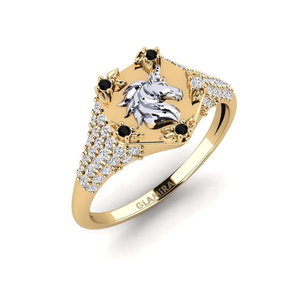 14k 黃白K金 黑色藍寶石 戒指 Sinnlight
