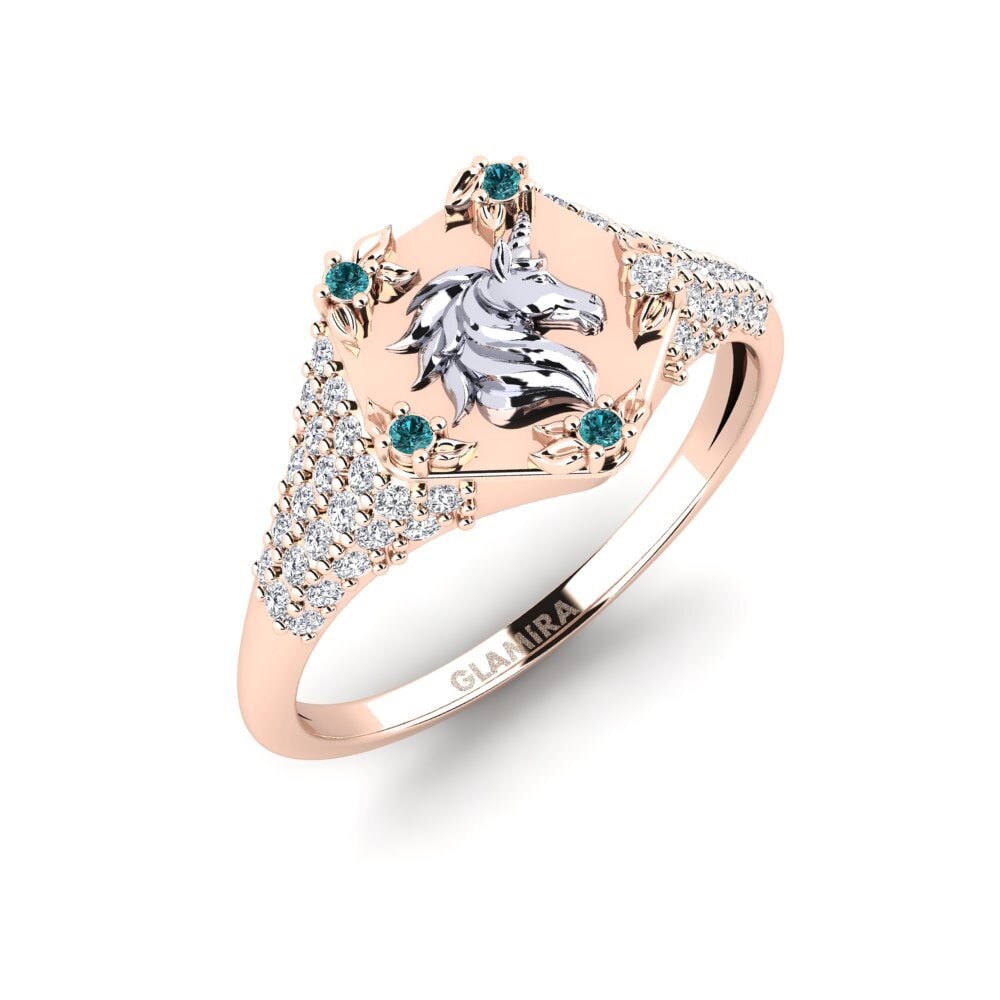 Vàng Trắng-Đỏ 14K Kim Cương Xanh Dương Nhẫn Sinnlight