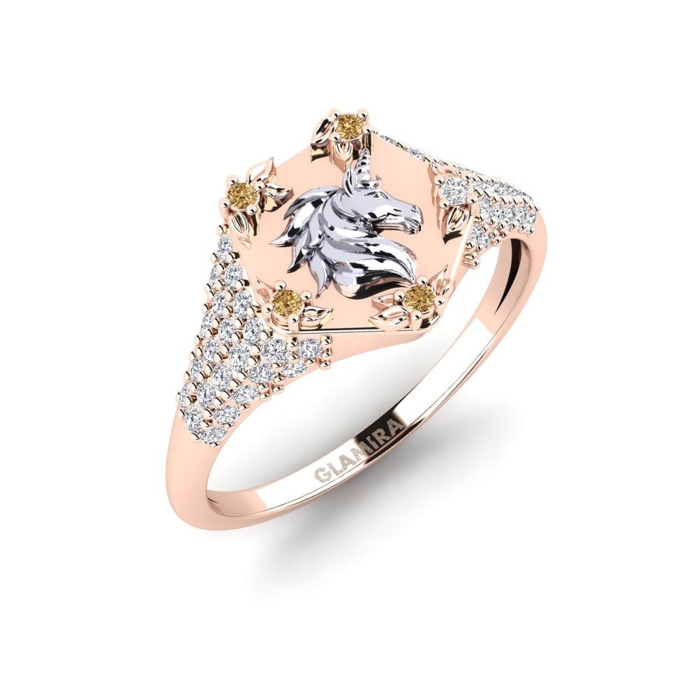 585 Rot & Weißgold Brauner Diamant Ring Sinnlight