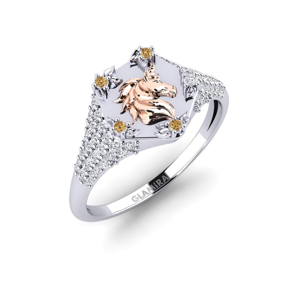 585 Weiß & Rotgold Brauner Diamant Ring Sinnlight