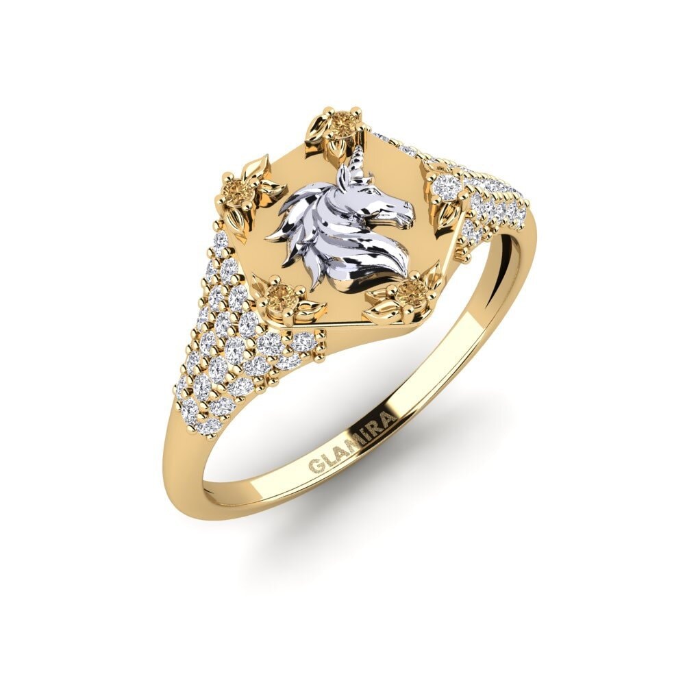 375 Gelb & Weißgold Brauner Diamant Ring Sinnlight