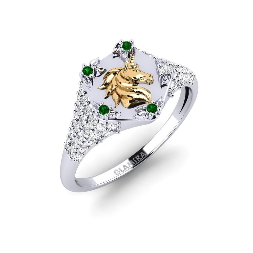 585 Weiß & Gelbgold Grüner Zirkonia Ring Sinnlight
