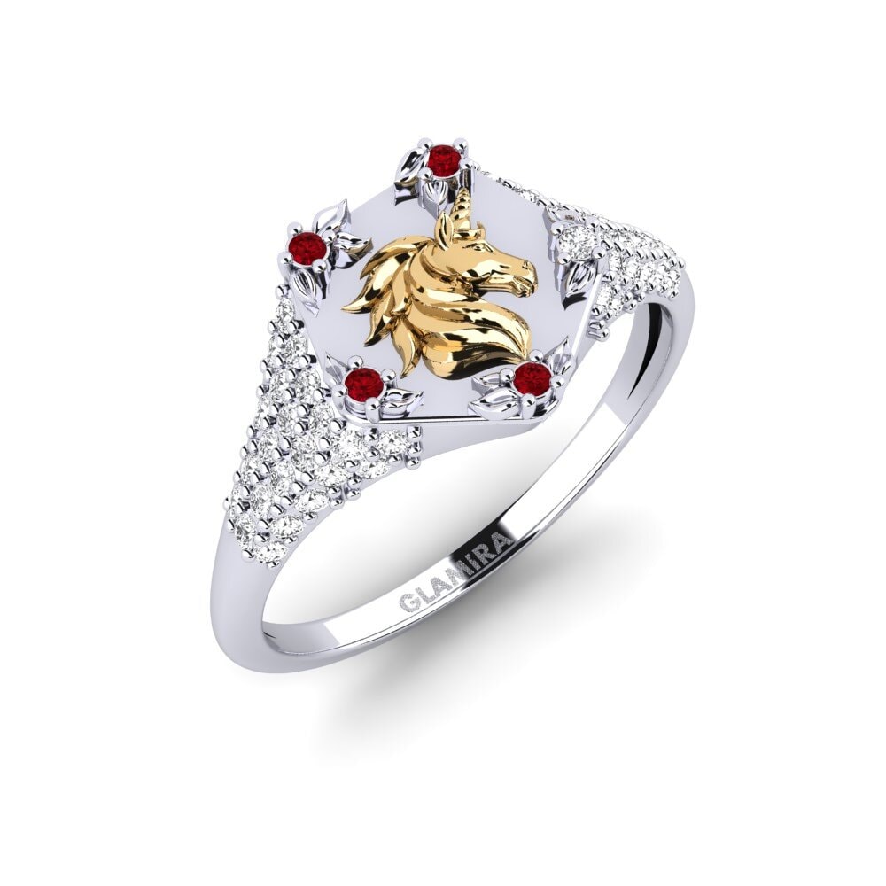 585 Weiß & Gelbgold Roter Zirkonia Ring Sinnlight