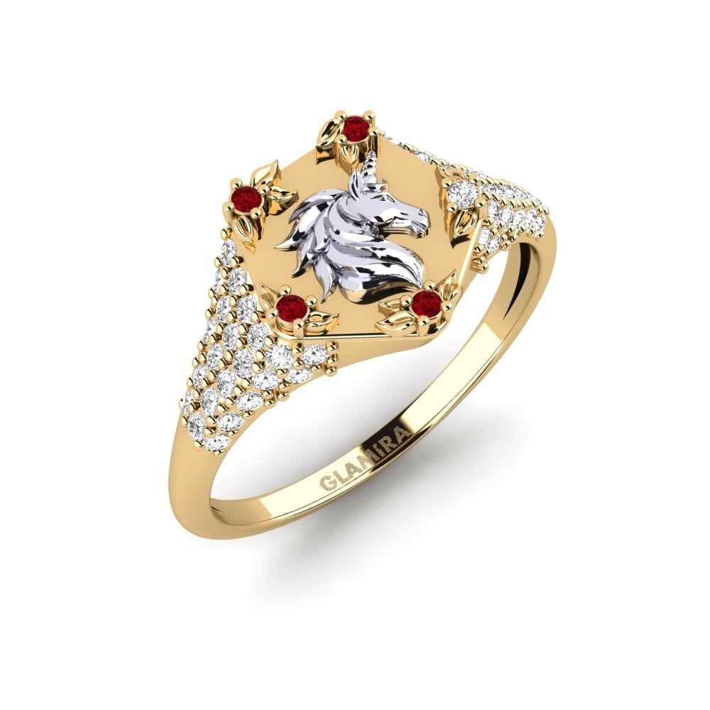 375 Gelb & Weißgold Roter Zirkonia Ring Sinnlight