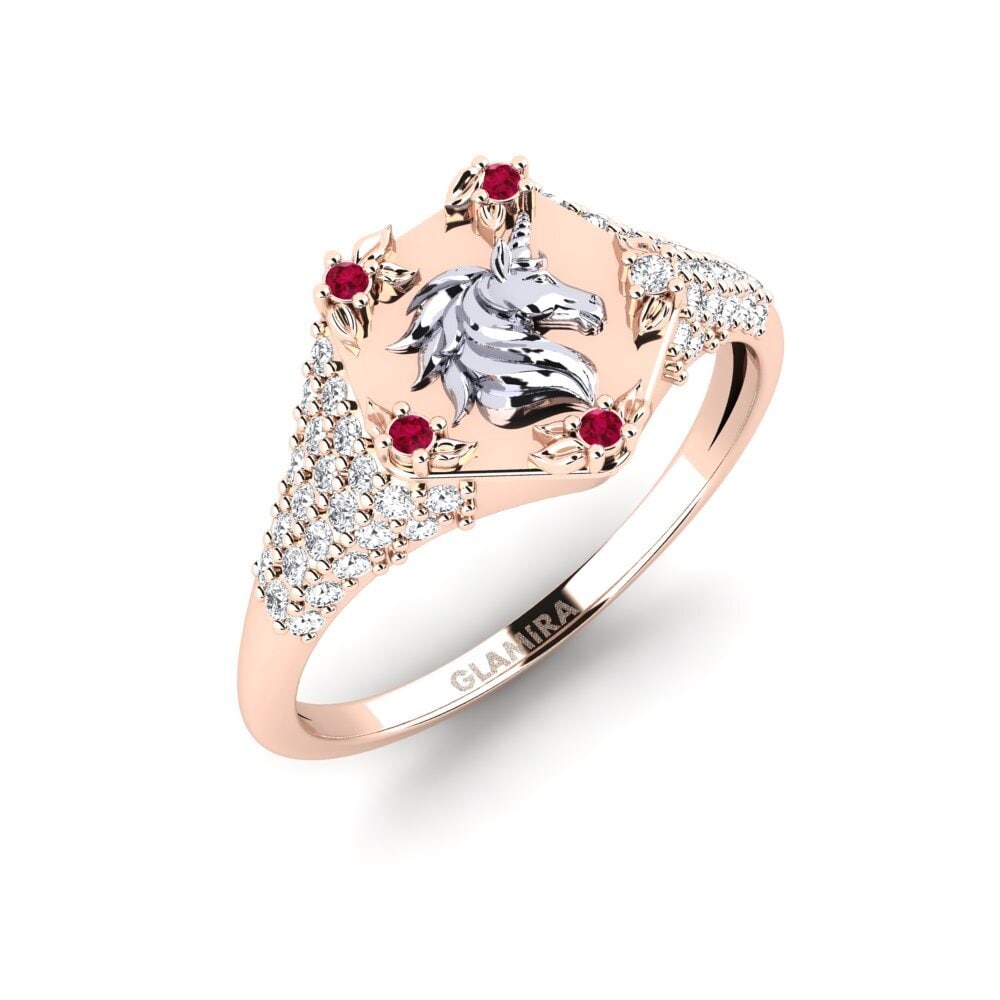 Vàng Trắng-Đỏ 14K Đá Ruby / Hồng Ngọc Nhẫn Sinnlight