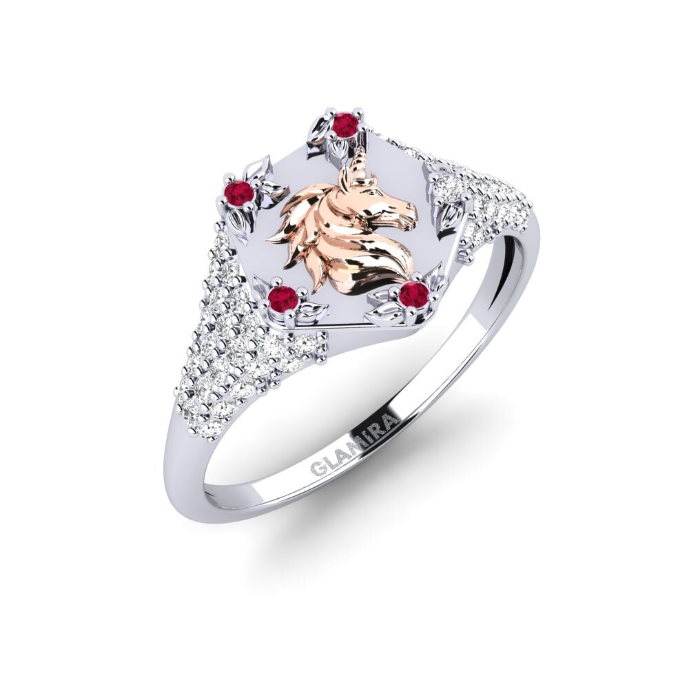 Vàng Trắng-Đỏ 14K Đá Ruby / Hồng Ngọc Nhẫn Sinnlight