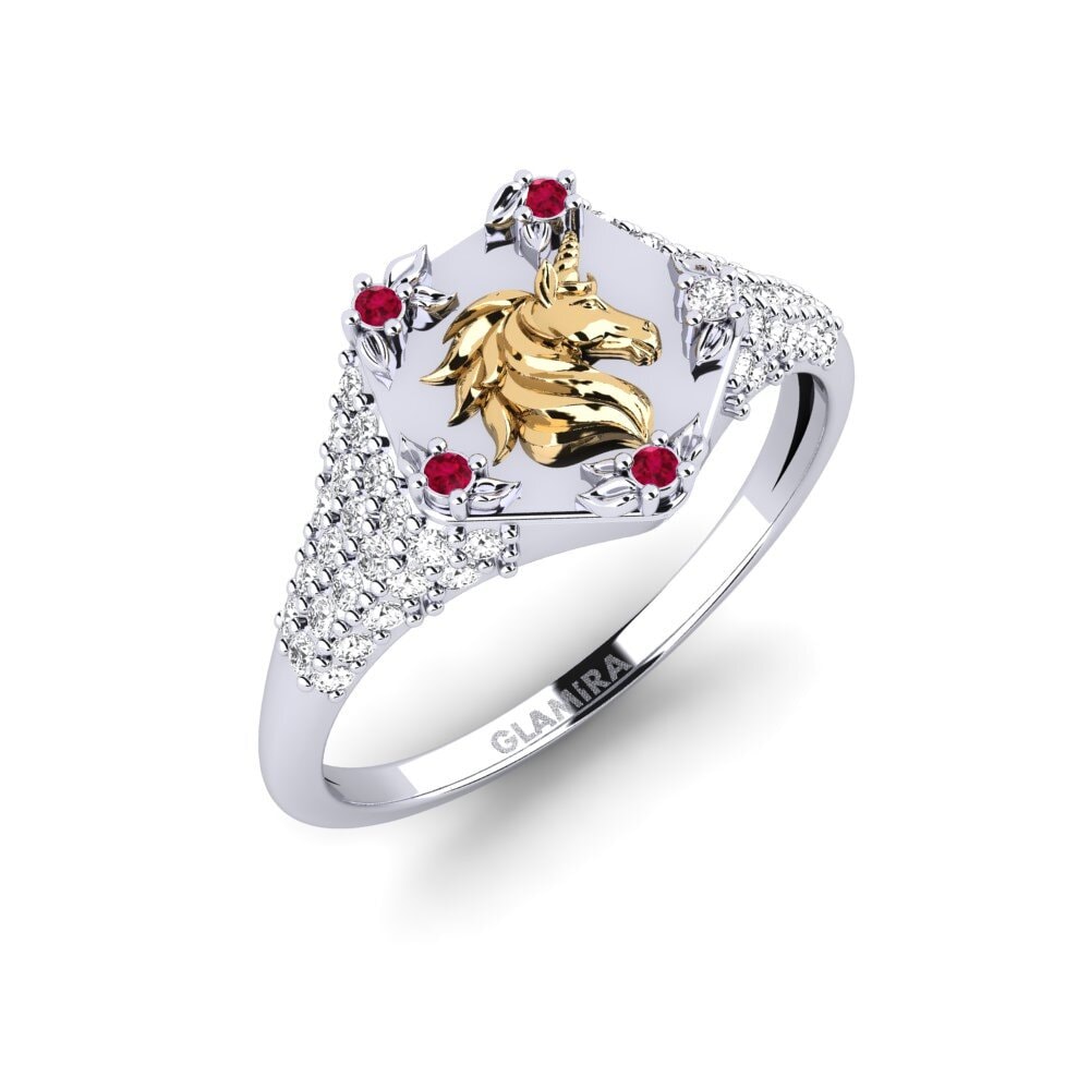 Vàng Trắng-Vàng 9K Đá Ruby / Hồng Ngọc Nhẫn Sinnlight