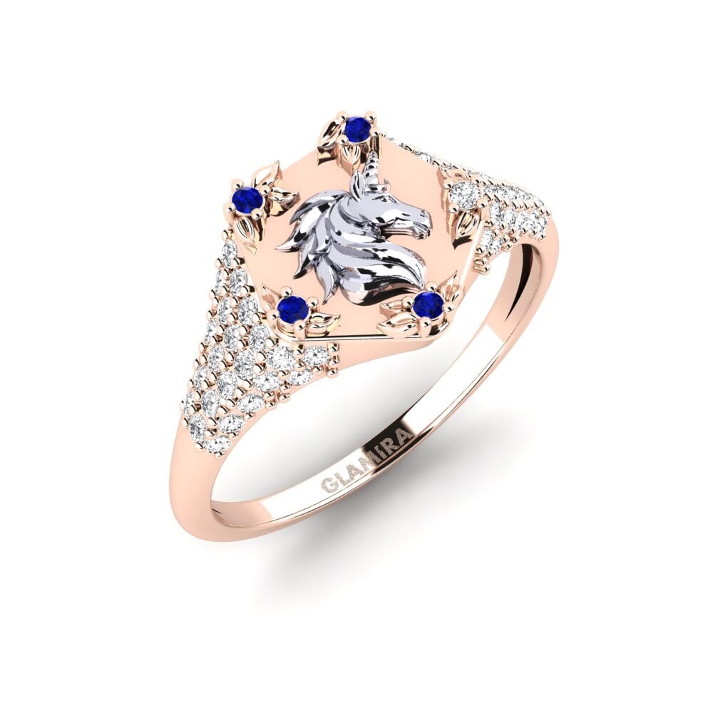 Vàng Trắng-Đỏ 9K Đá Sapphire Nhẫn Sinnlight
