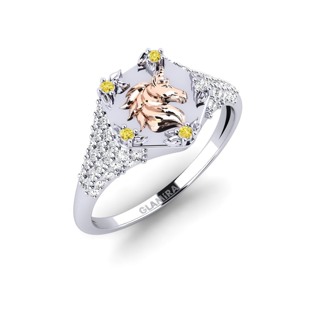 585 Weiß & Rotgold Gelber Saphir Ring Sinnlight