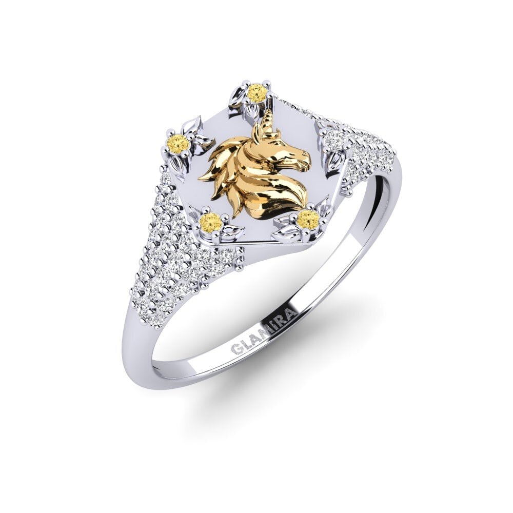 585 Weiß & Gelbgold Gelber Diamant Ring Sinnlight