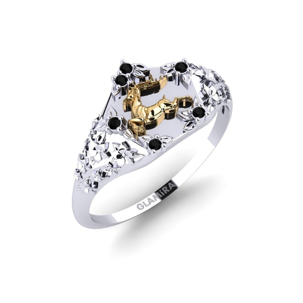 585 Weiß & Gelbgold Schwarzer Saphir Ring Skonsam
