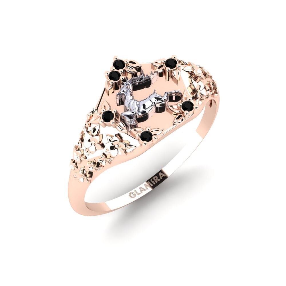 585 Rot & Weißgold Schwarzer Diamant Ring Skonsam
