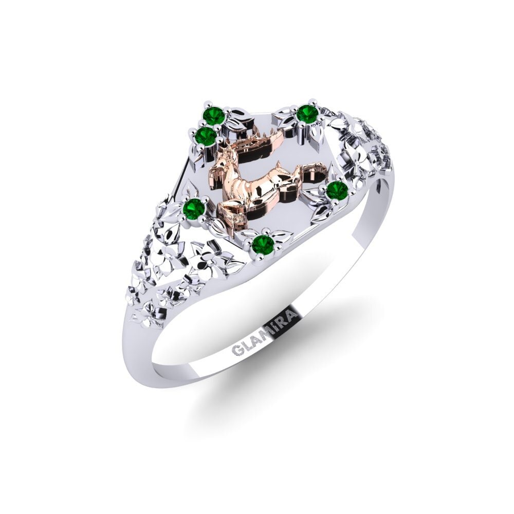 585 Weiß & Rotgold Grüner Zirkonia Ring Skonsam