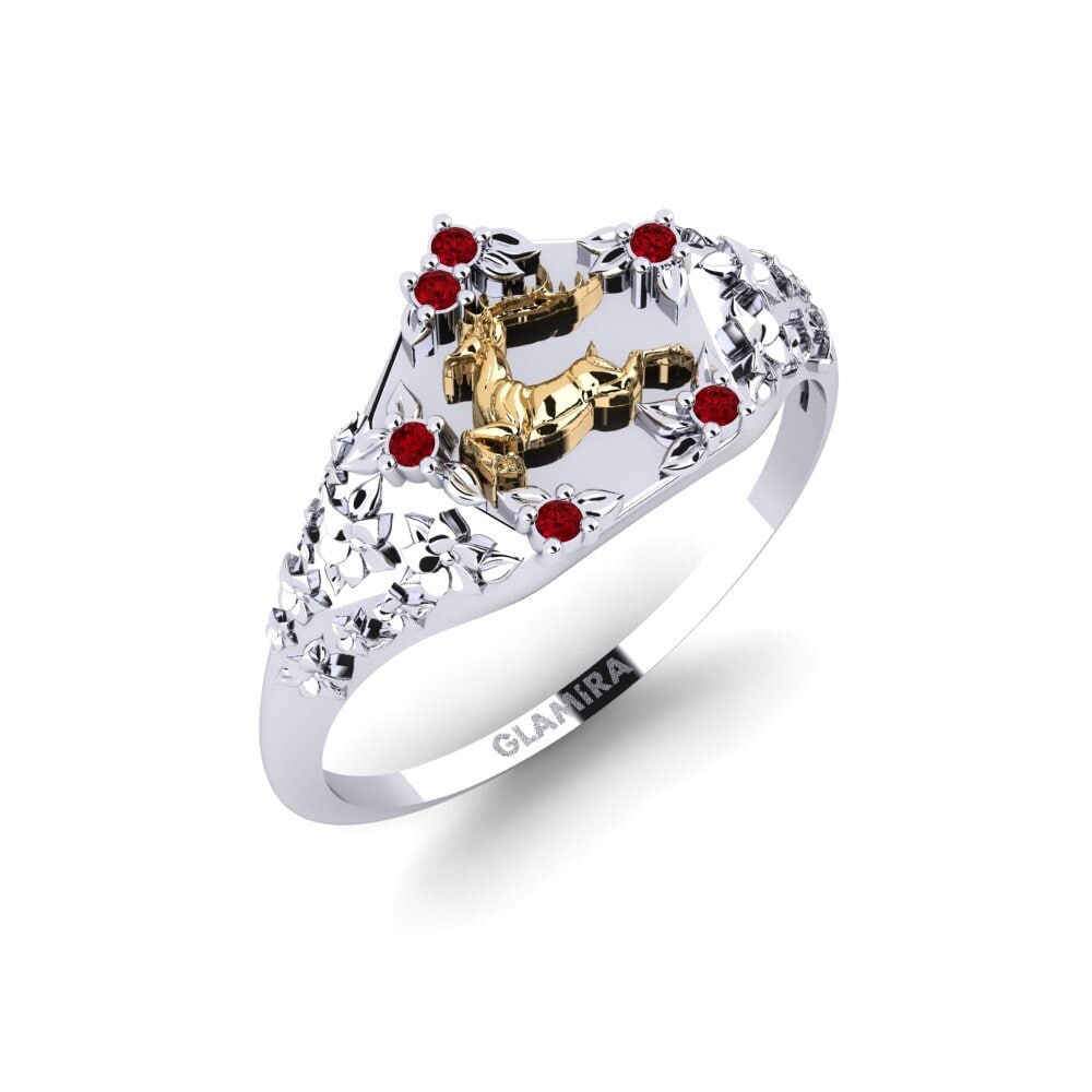 585 Weiß & Gelbgold Roter Zirkonia Ring Skonsam
