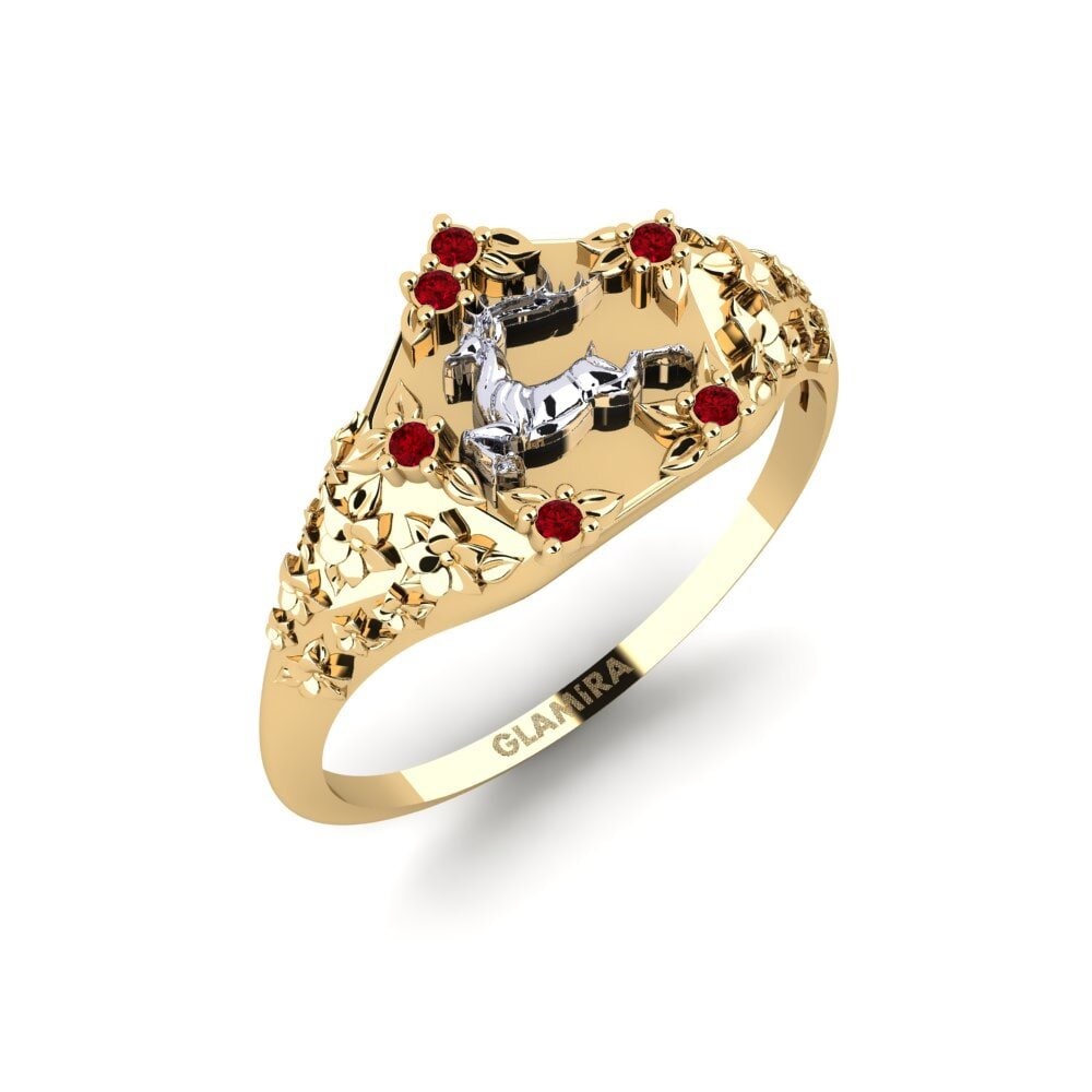 375 Gelb & Weißgold Roter Zirkonia Ring Skonsam