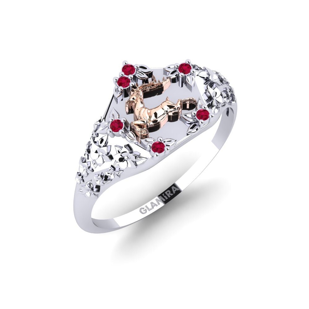 Vàng Trắng-Đỏ 14K Đá Ruby / Hồng Ngọc Nhẫn Skonsam