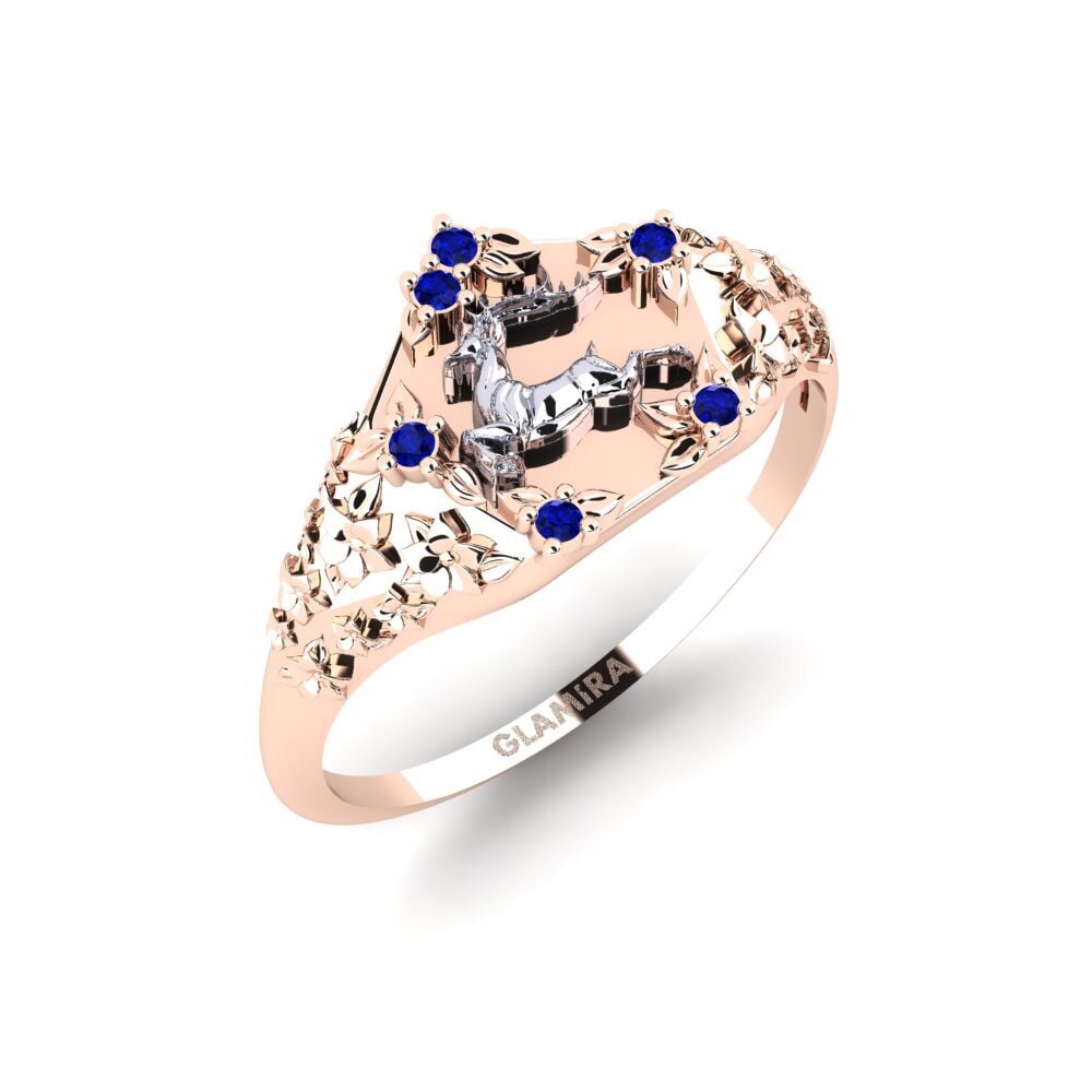 Vàng Trắng-Đỏ 9K Đá Sapphire Nhẫn Skonsam