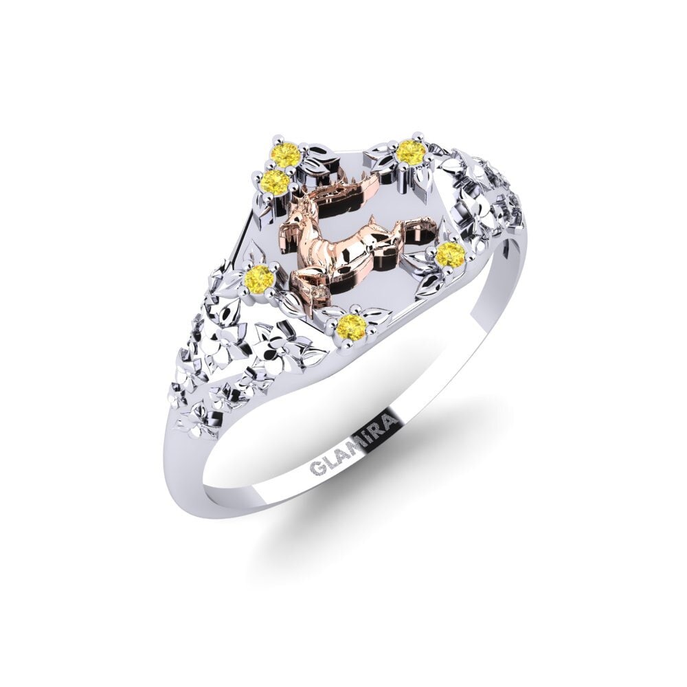 585 Weiß & Rotgold Gelber Saphir Ring Skonsam