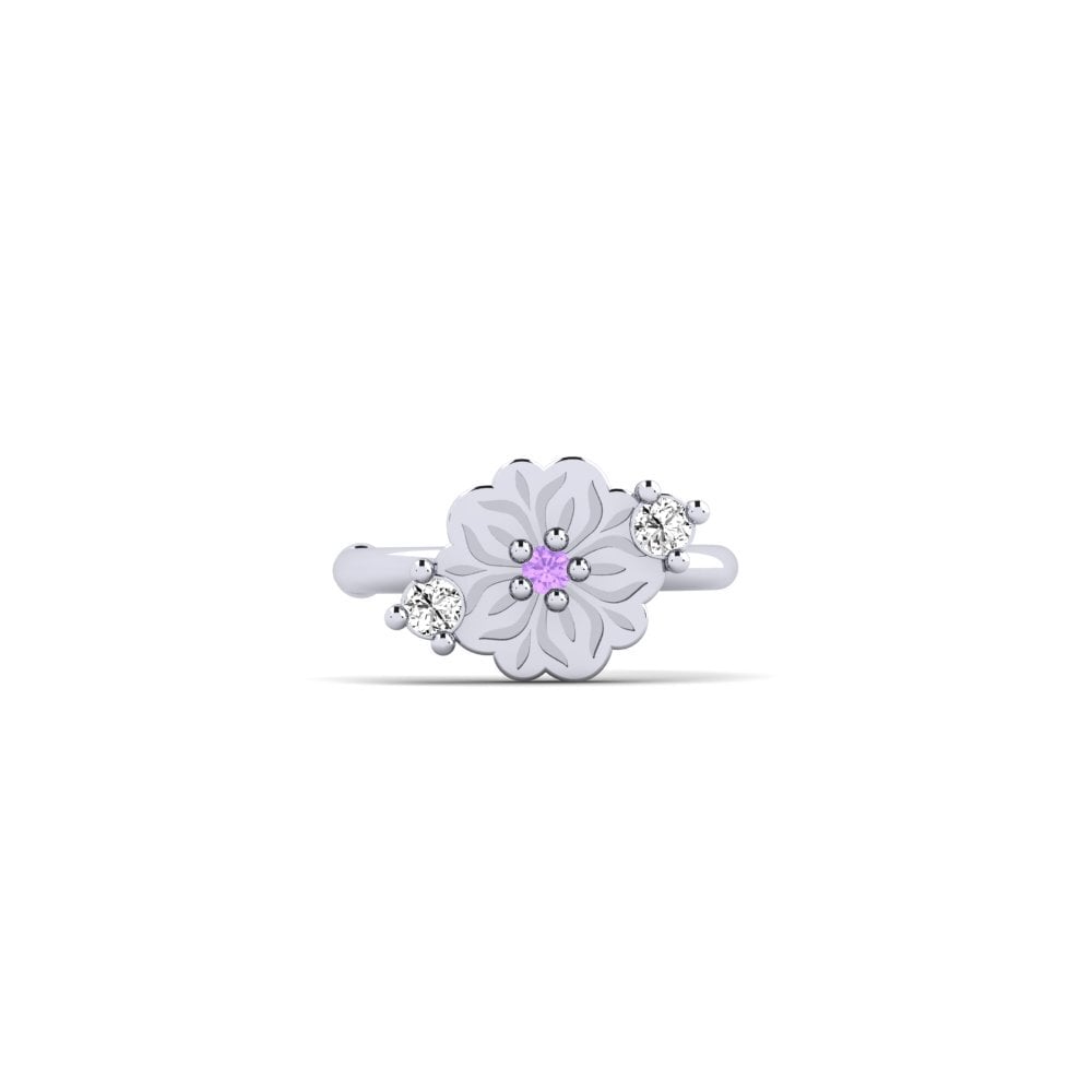 Vàng Trắng 14K Đá Thạch Anh Tím Bông tai nữ Sunndach