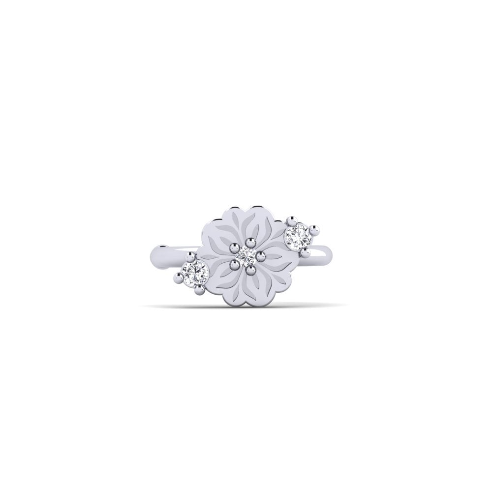 18k Oro Blanco Redondo Diamante cultivado en laboratorio Pendiente de mujer Sunndach