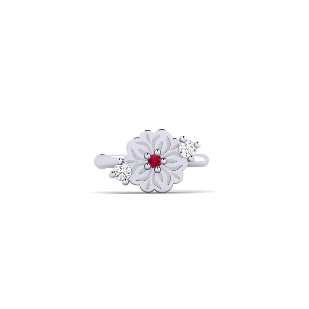 Vàng Trắng 14K Đá Ruby / Hồng Ngọc Bông tai nữ Sunndach