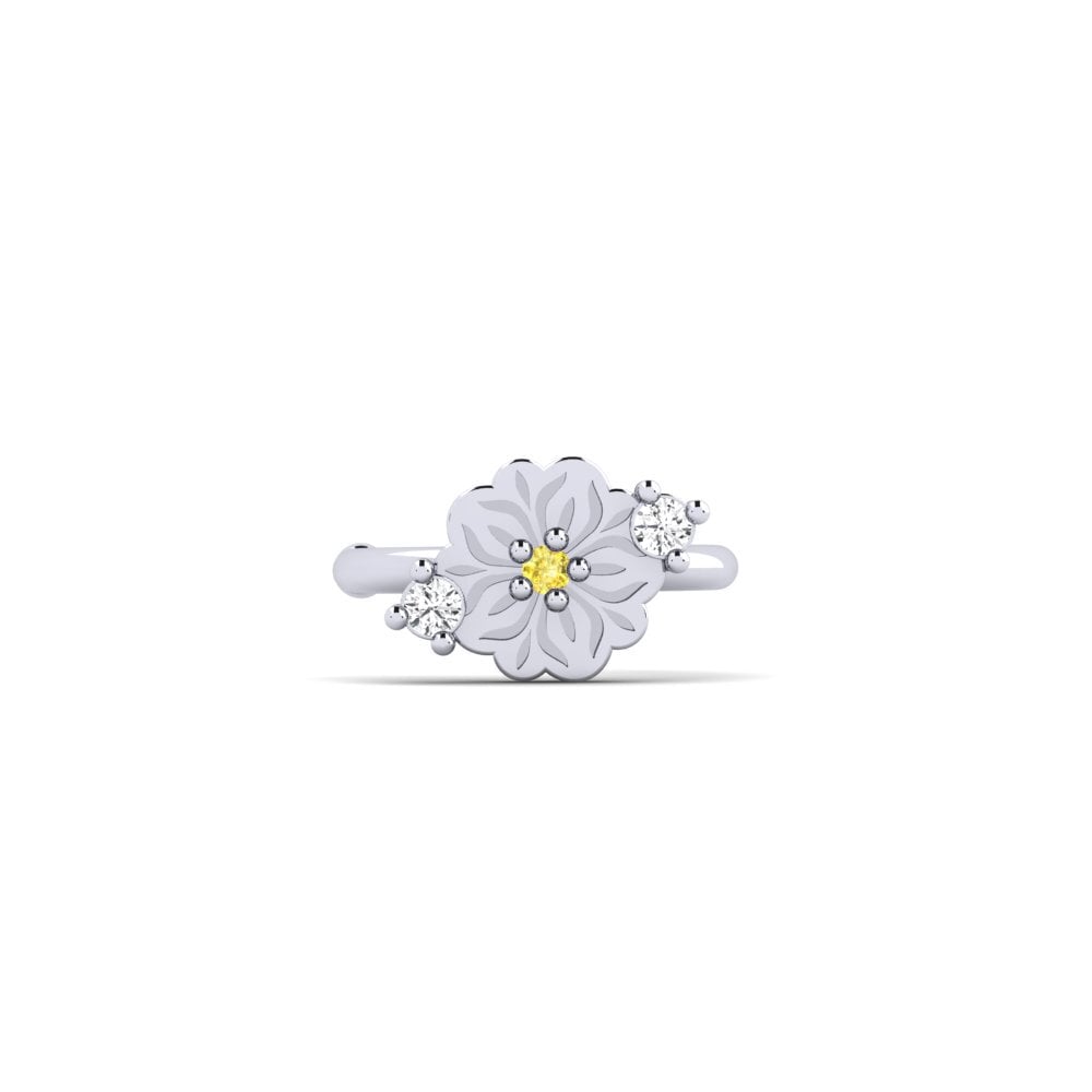 950 Palladium Round Yellow Sapphire Women's Earring Sunndach