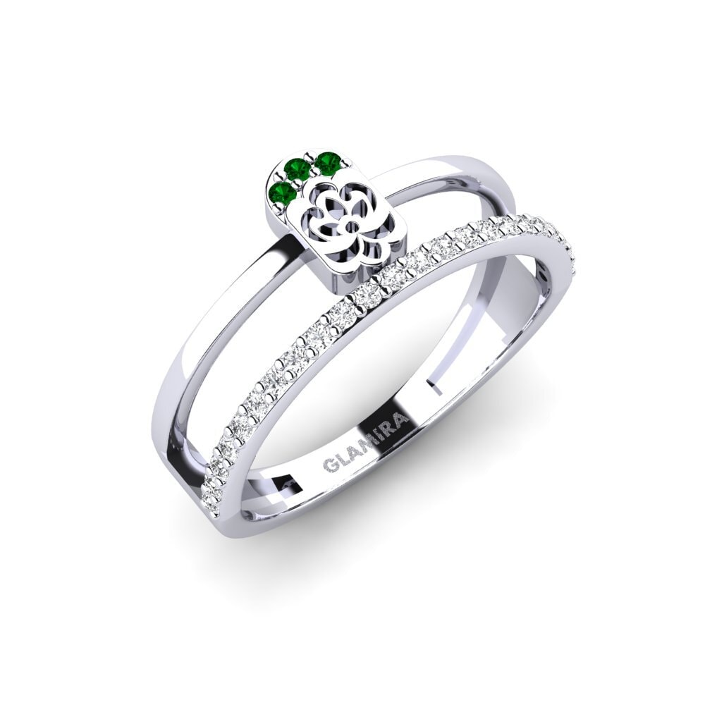 Platin trắng Đá Zirconia Xanh Nhẫn Thabilego