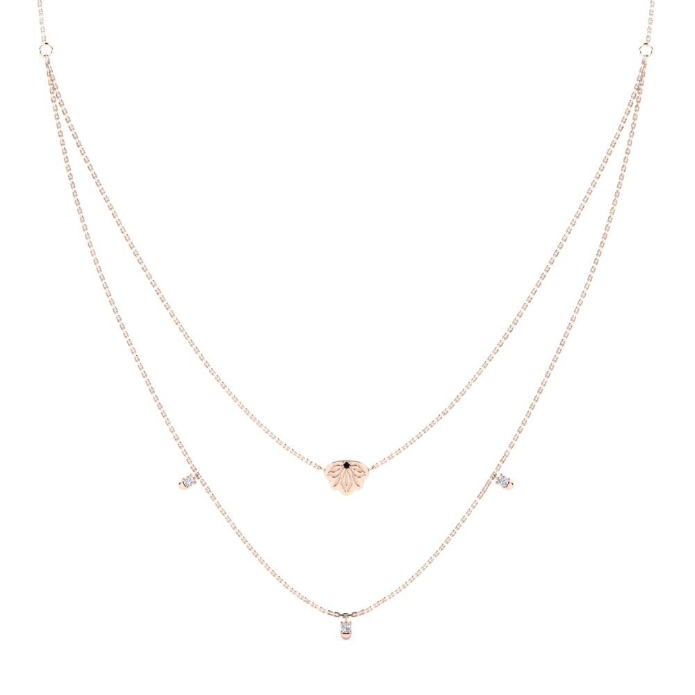 9k Oro Rosa Zafiro negro Collar de Mujer Umculo