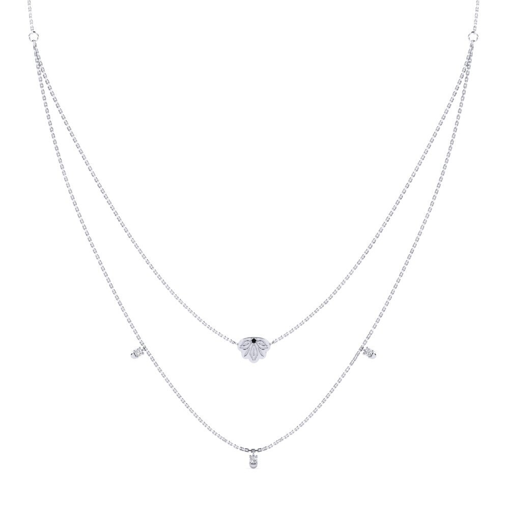 9k Oro Blanco Zafiro negro Collar de Mujer Umculo